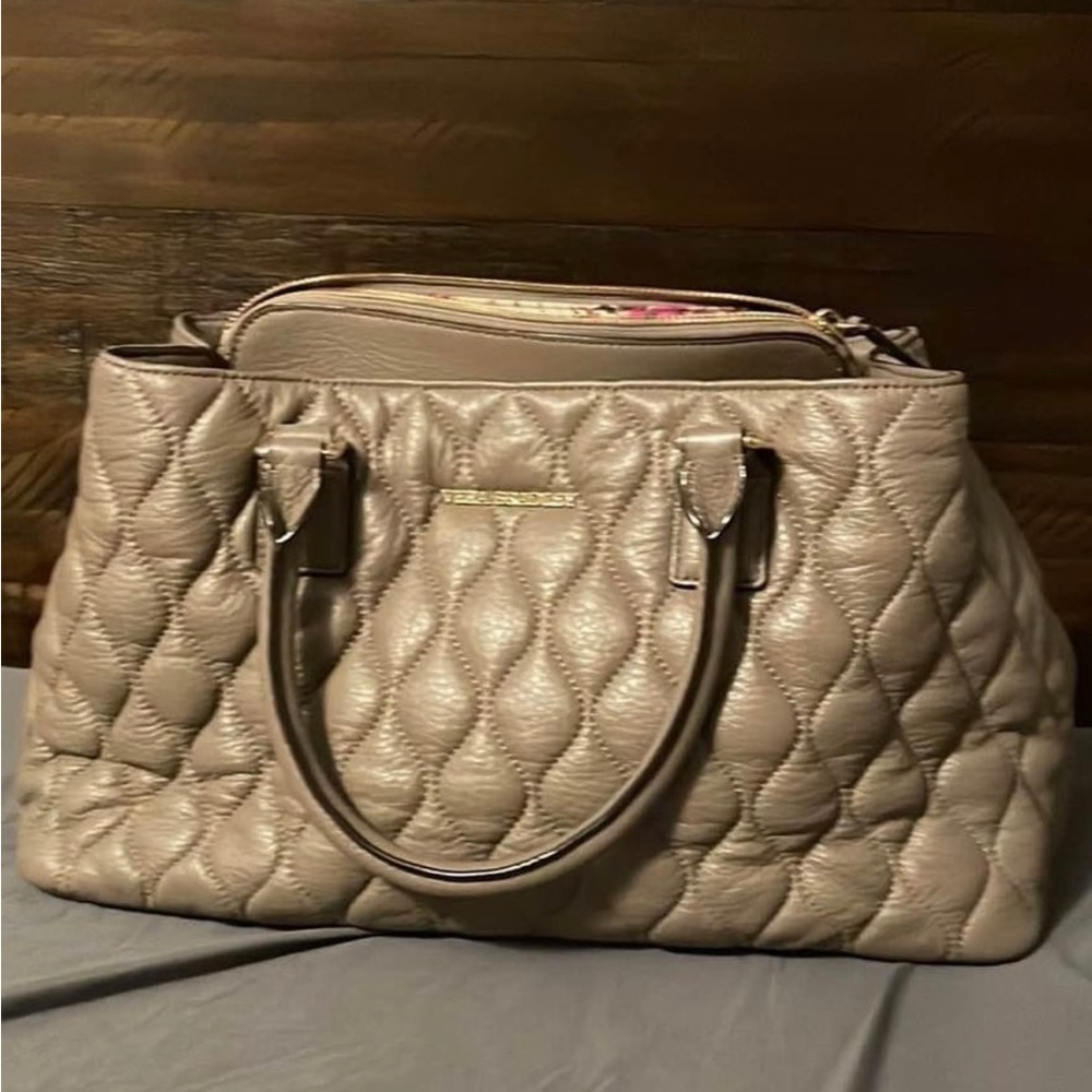 Taupe vera bradley quilted leather purse
